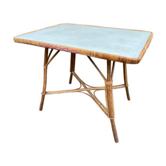 Table vintage bambou & rotin 1950