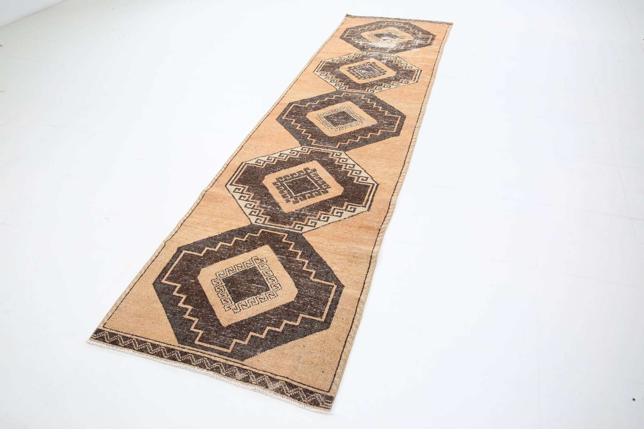 3x11 Rug For Hallway Brown Vintage Persian Runner Rug, 94x345Cm SK 5284