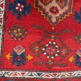 Handmade vintage Persian Hamadan rug 3.2' x 6.2' (100cm x 191cm) 1970s