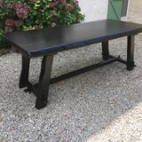Vintage Brutalist table in solid elm from the 1960s-1970s