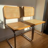 Paire de chaises cannées italiennes design Breuer