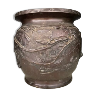 Cache pot bronze XIXème siècle Dragon