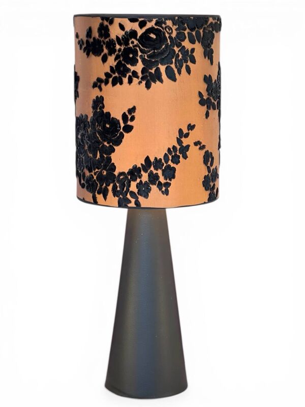 Grande lampe à poser - Abat-jour Soie & Velours Ancien - Pied Gainé Sk