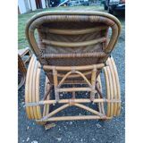 Pair of colonial rattan deck chairs