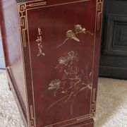 Chinese furniture XXth Red lacquer Decor of branches and birds