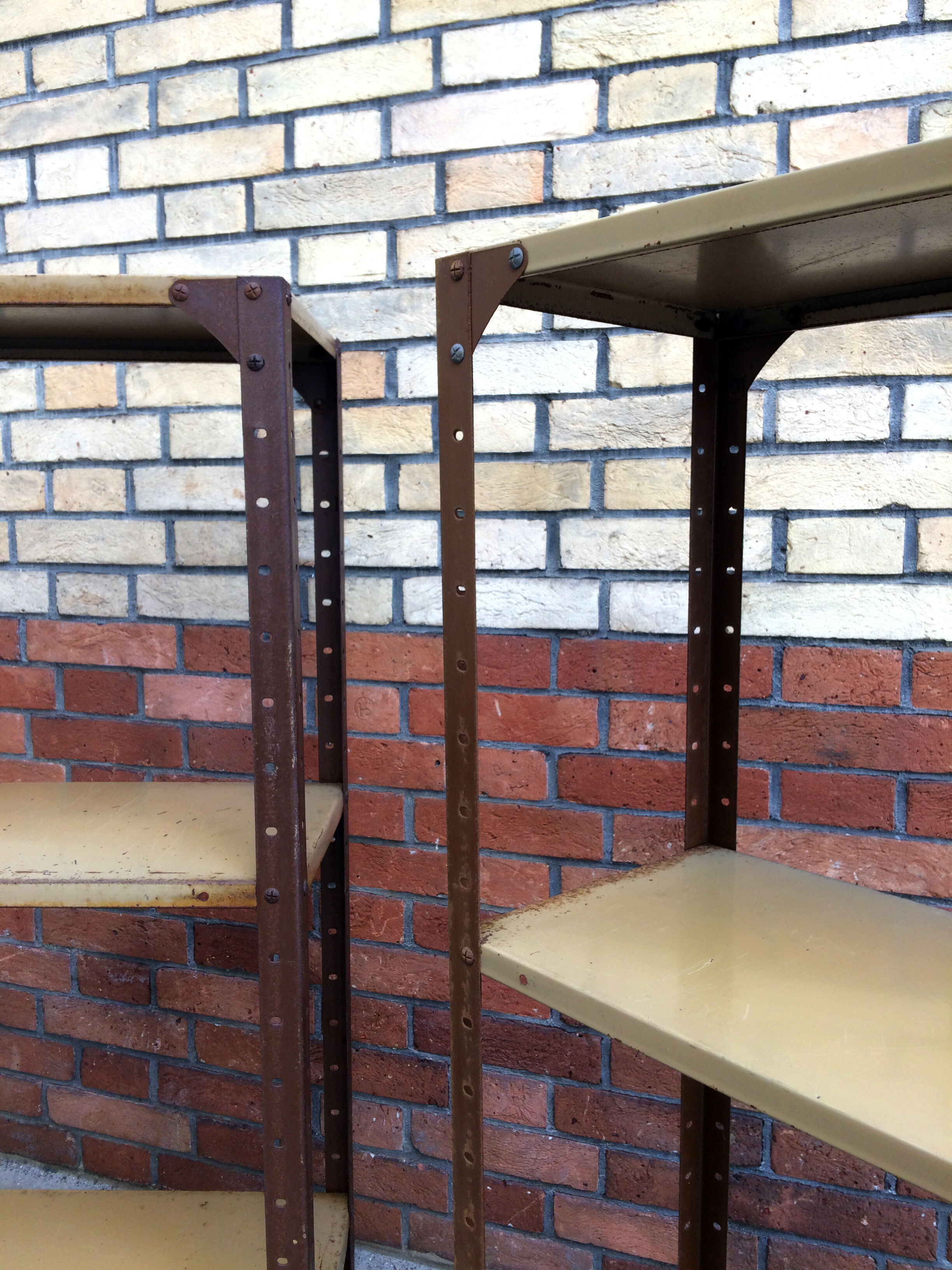 Pair of metal workshop shelves