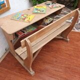 Double wooden school desk