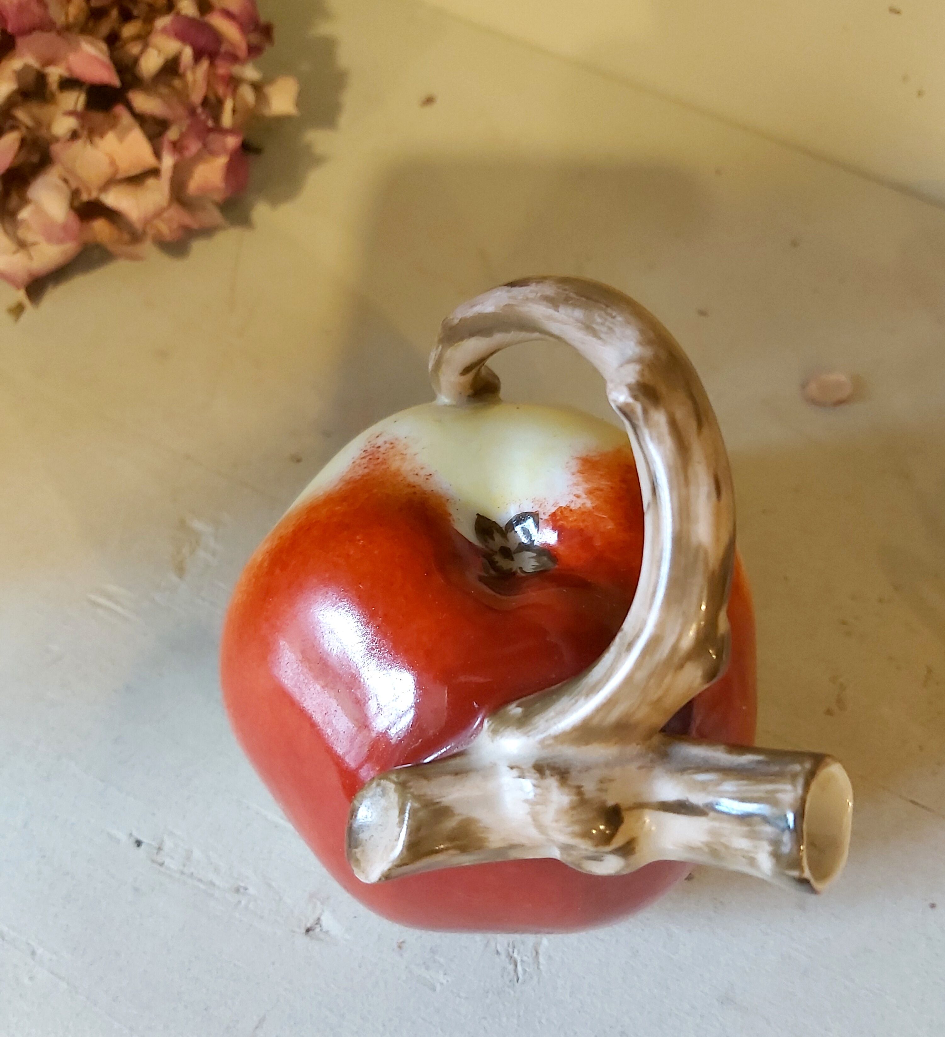 Vintage French Liquor Set by Lucien Michelaud for Limoges, apple shaped