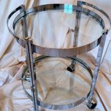 Vintage chrome and glass serving trolley from the 1970s