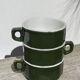 3 dark green bistro tea cups from Caen