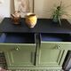 Wooden sideboard painted in olive green, 19th century.