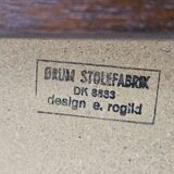 1970s, reupholstered set of 6 pcs Danish dining chairs, teak wood, camel brown leather.