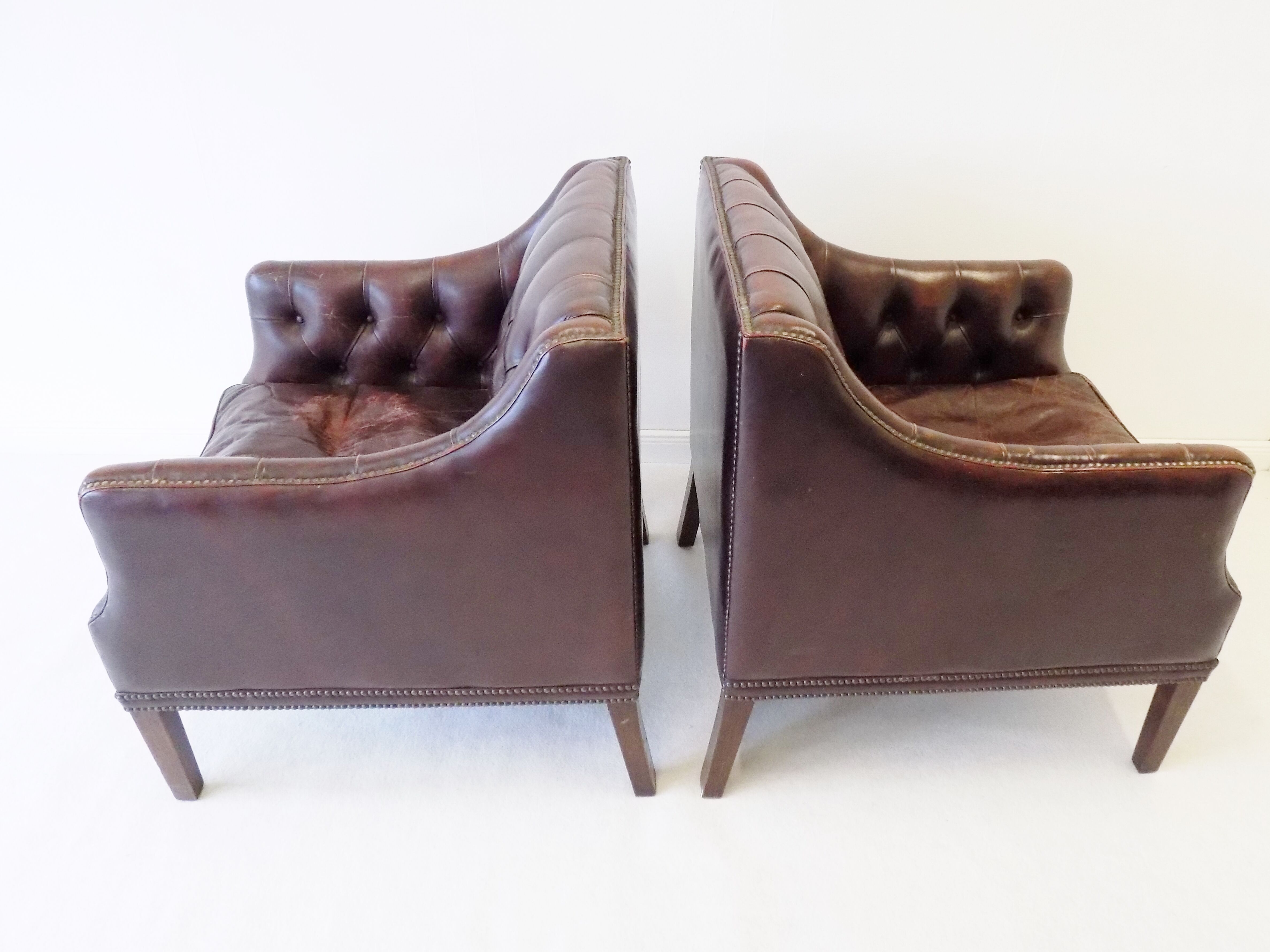 Millbrook chesterfield club chairs set -original 60s- pair