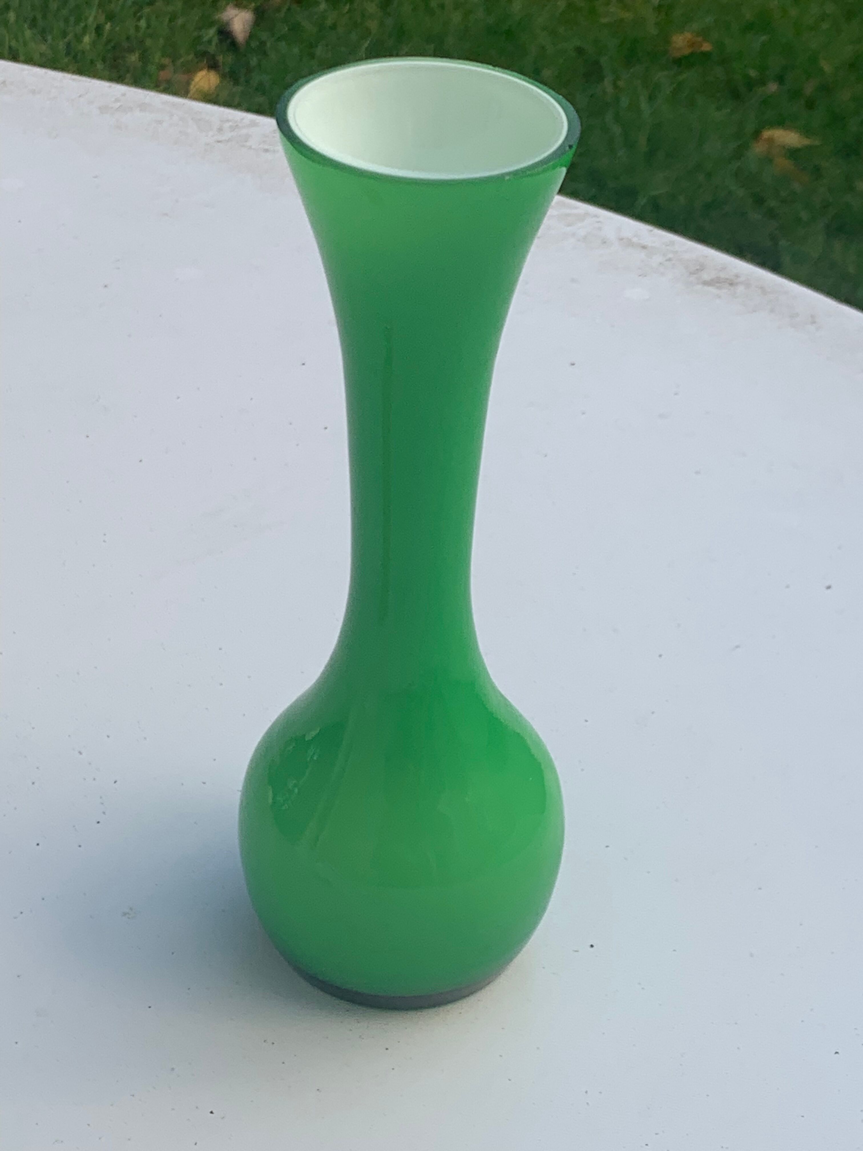 Vintage green opaline vase