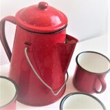 Red style wild west metal coffee maker and cup