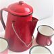 Red style wild west metal coffee maker and cup