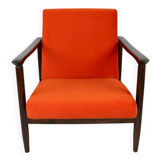 GFM-142 Armchair in Orange Velvet attributed to Edmund Homa, 1970s