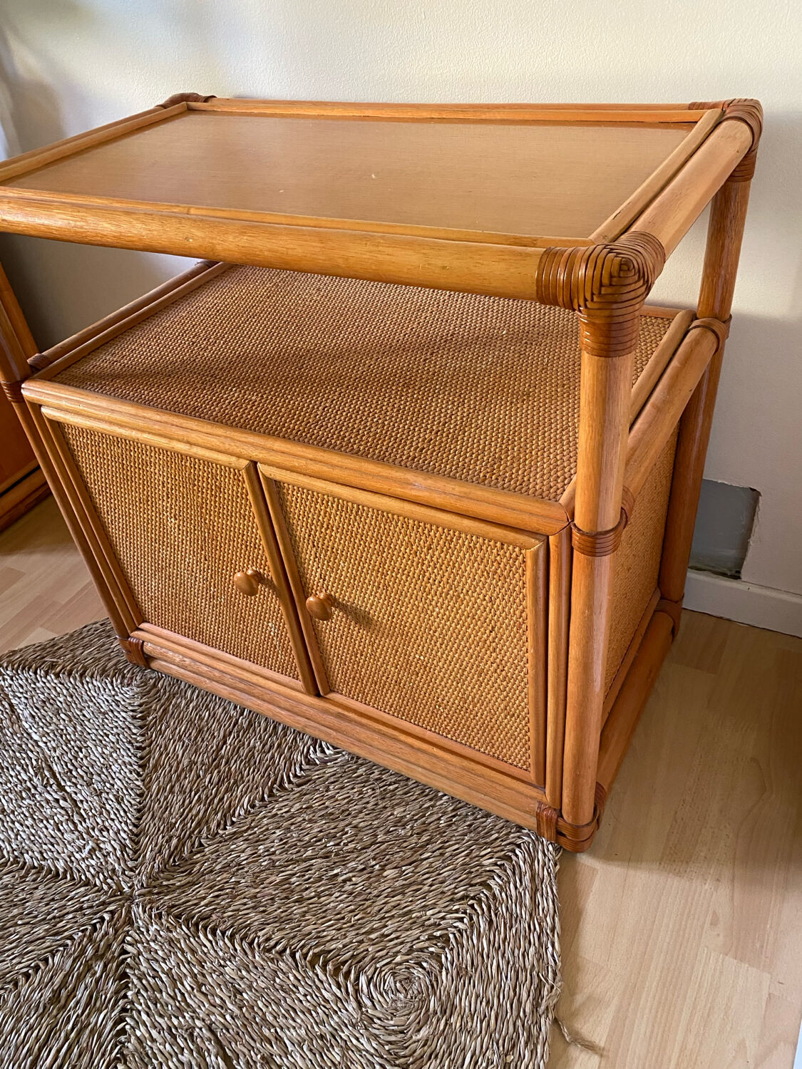 Vintage rattan and cane sideboard