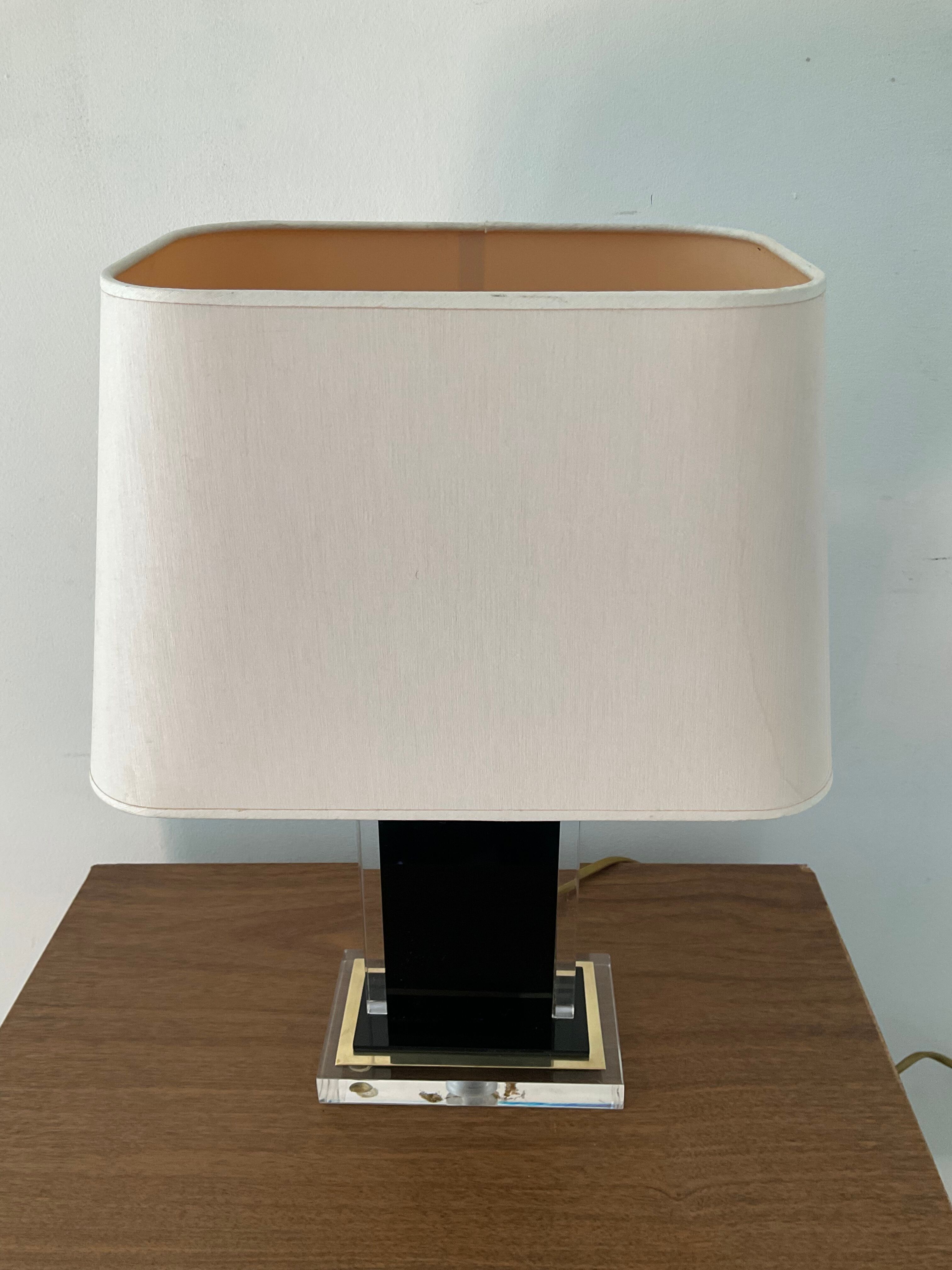 Belgo Chrom lamp in brass and lucite 70s