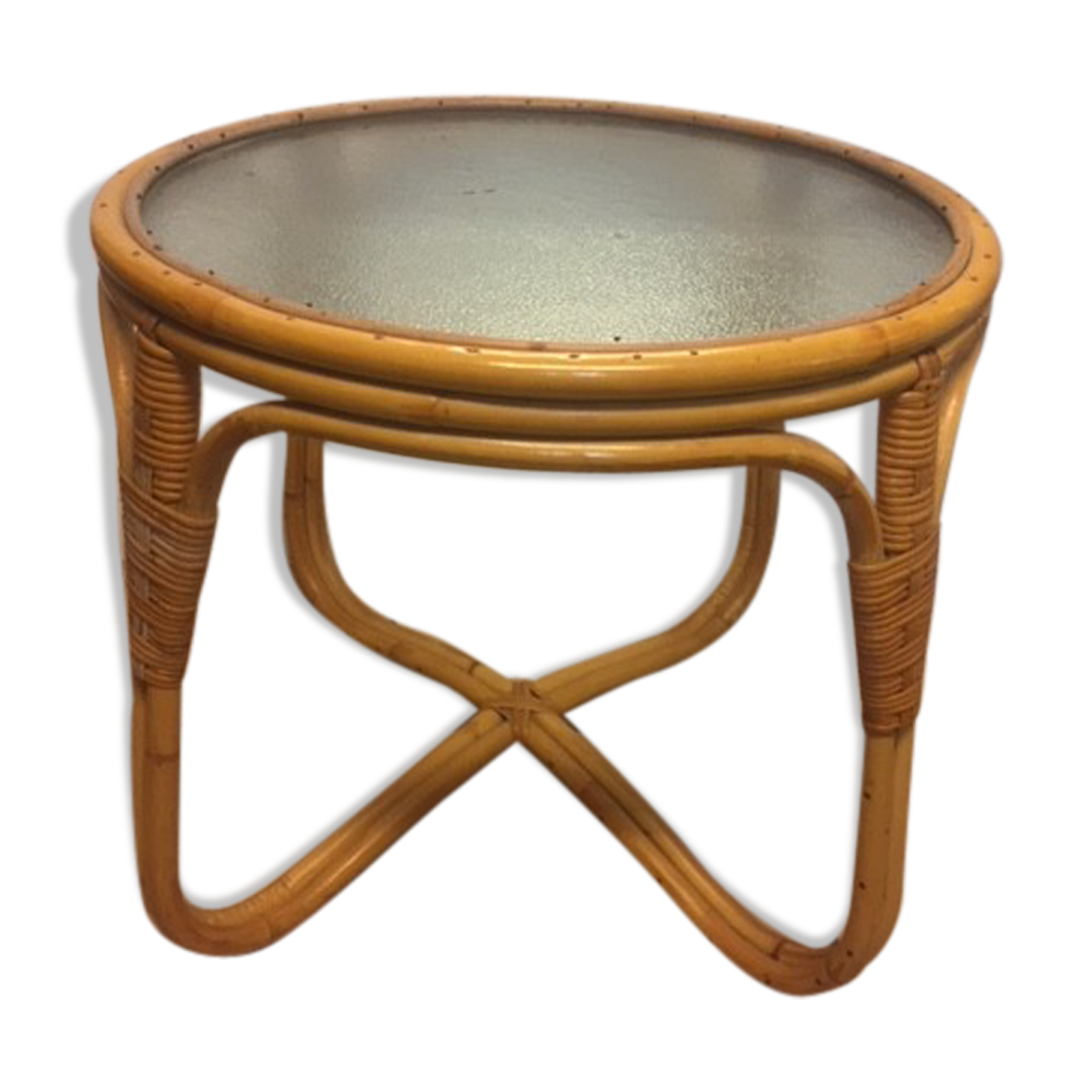 Rattan coffee table with glass top