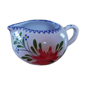Table pitcher, bouquet decoration, hand painted. Signed Molin-Charolles, France.