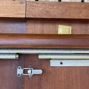 Extendable teak table, sled base, vintage style.