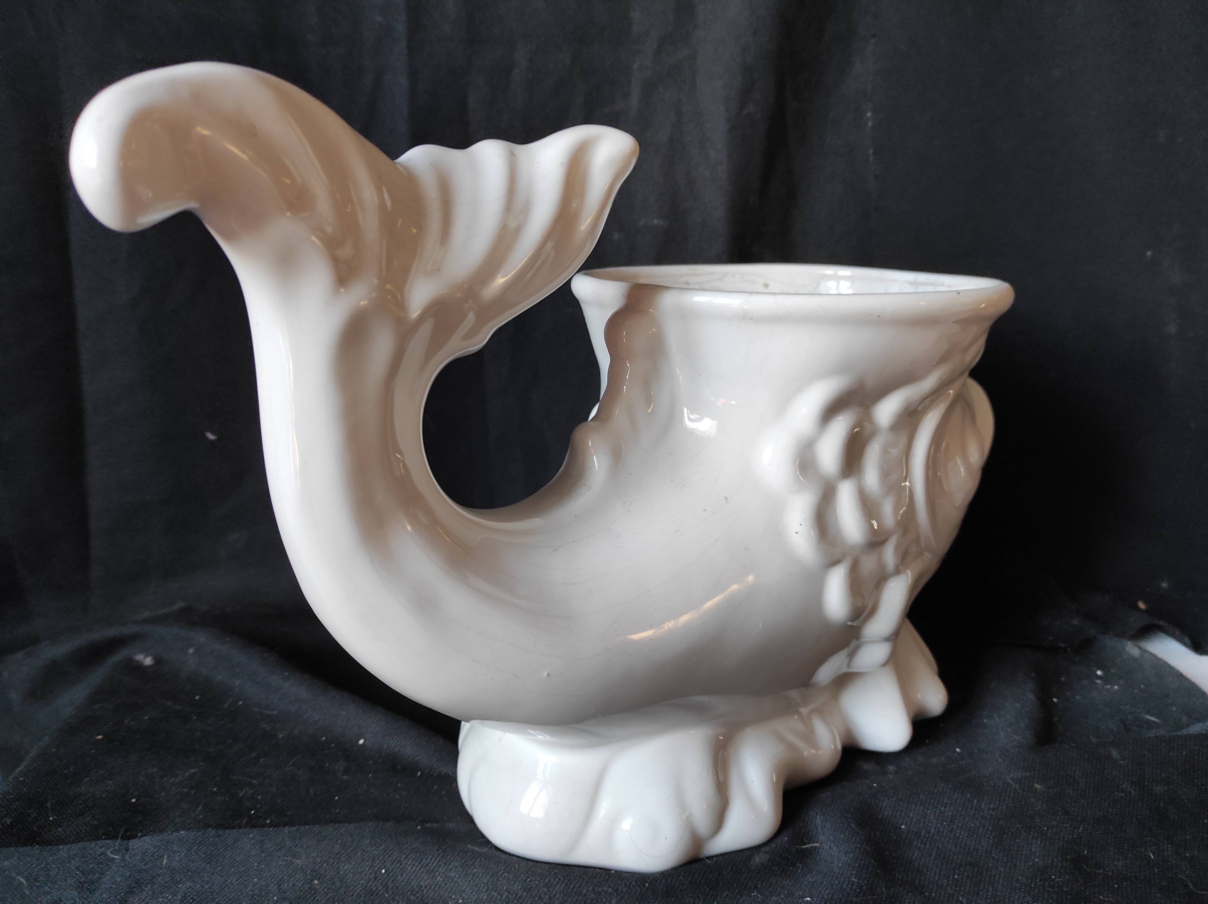 Faience white fish / centerpiece /pot cache/ carp