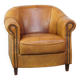 Fauteuil club vintage en cuir de mouton cognac clair