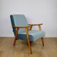 Fauteuil vintage loft années 70 bleu clair