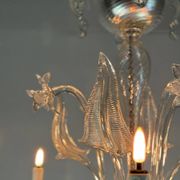 Venetian chandelier in colorless murano glass, 6 arms of light circa 1950