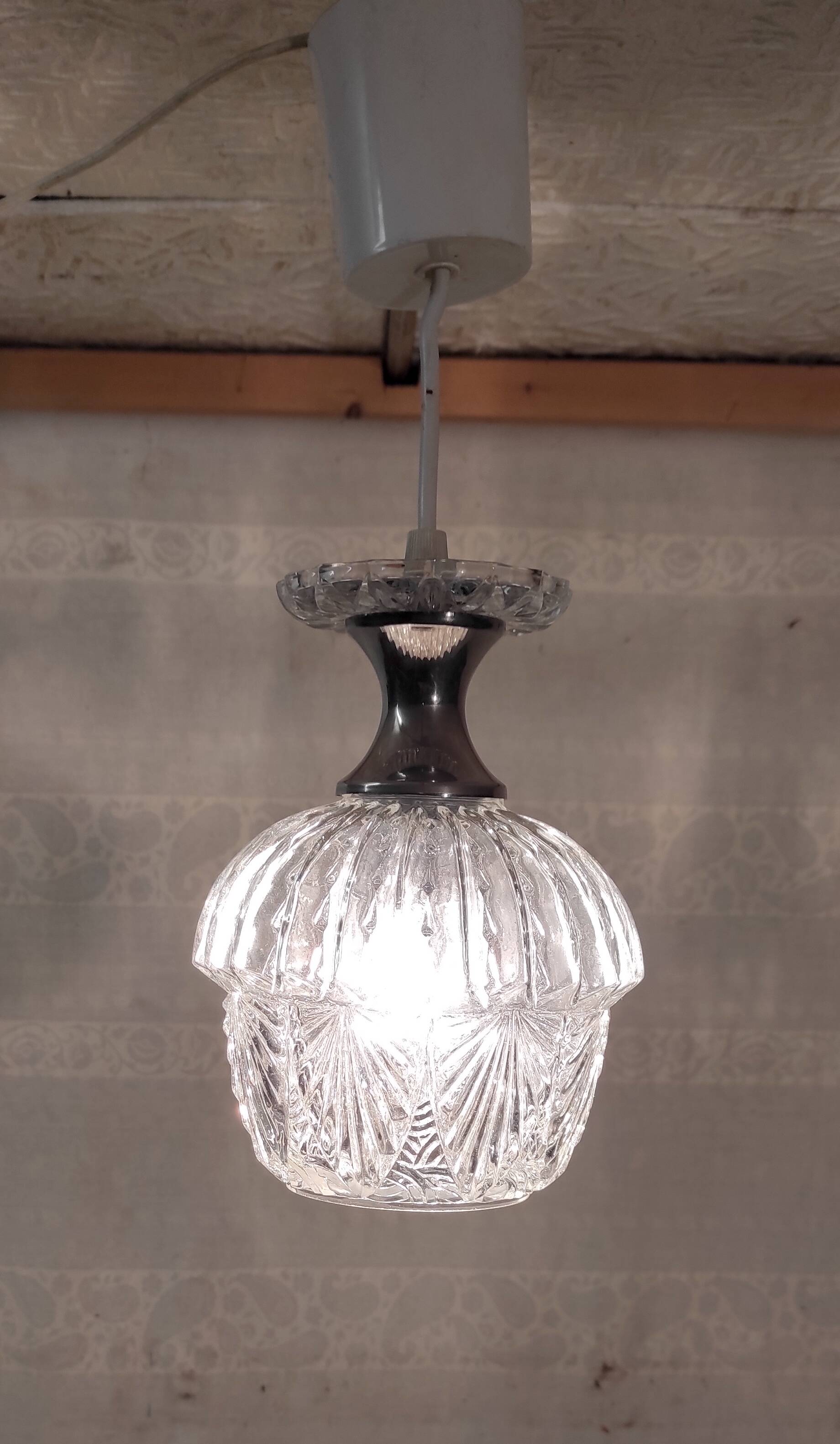 Glass and chrome metal suspension - mid 20th century