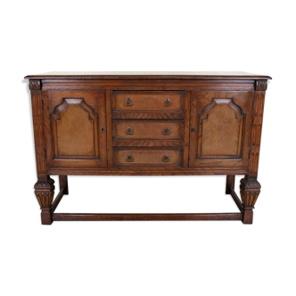 Antique oak carved art & crafts buffet