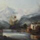 Huile sur toile Maison en bord de rivière