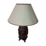 Carved wooden lamp
