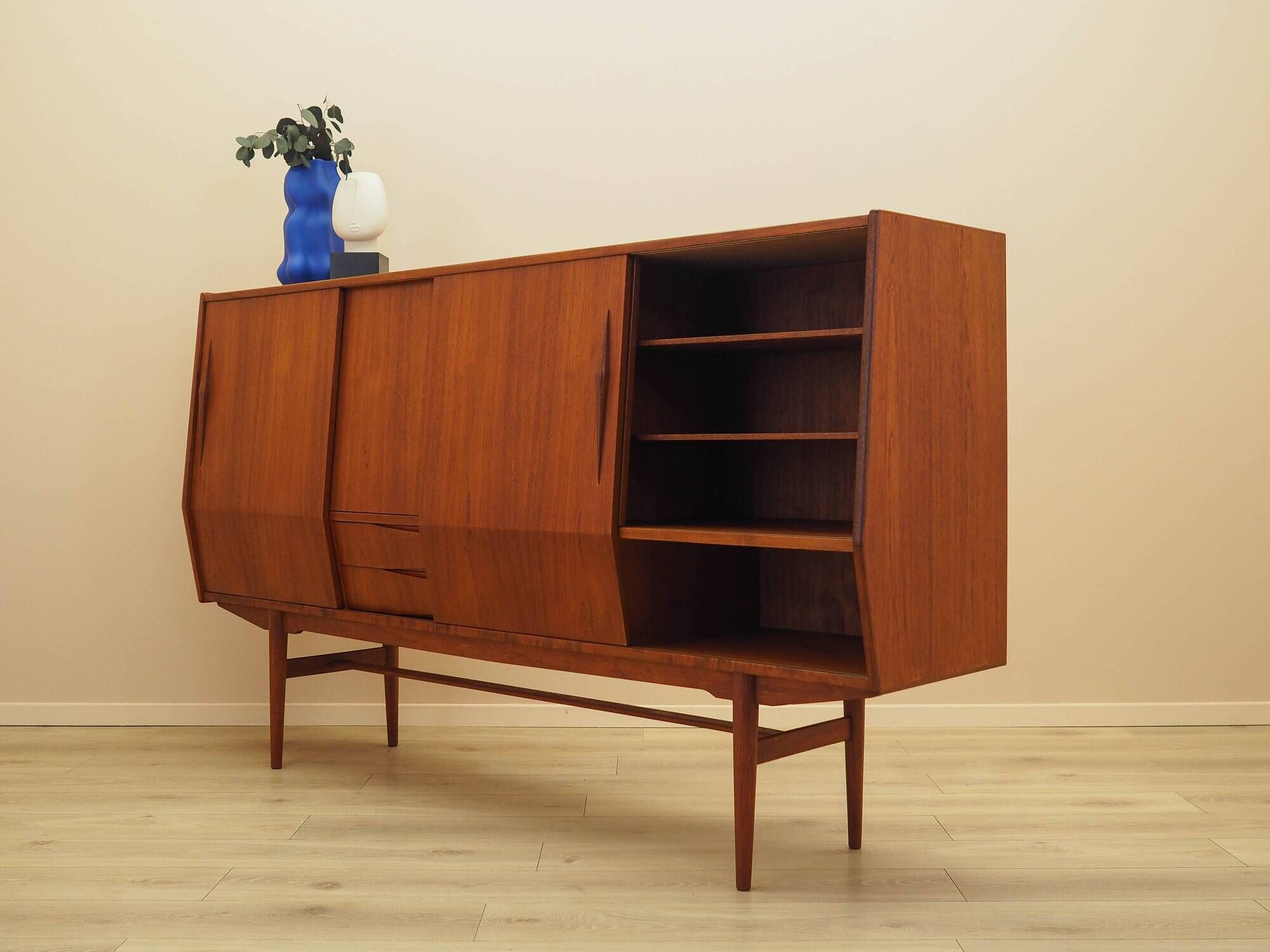 Teak highboard, Danish design, 1960s, made in Denmark