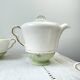 Vintage tea/coffee set in white, green and gold porcelain by SALINS, made in France