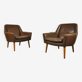 Vintage leather easy chairs (2) by Madsen & Schubell for Bovenkamp 1960s Netherlands