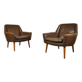 Vintage leather easy chairs (2) by Madsen & Schubell for Bovenkamp 1960s Netherlands