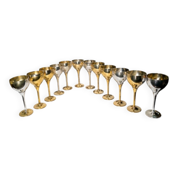 12 vintage silver-plated and gold glasses