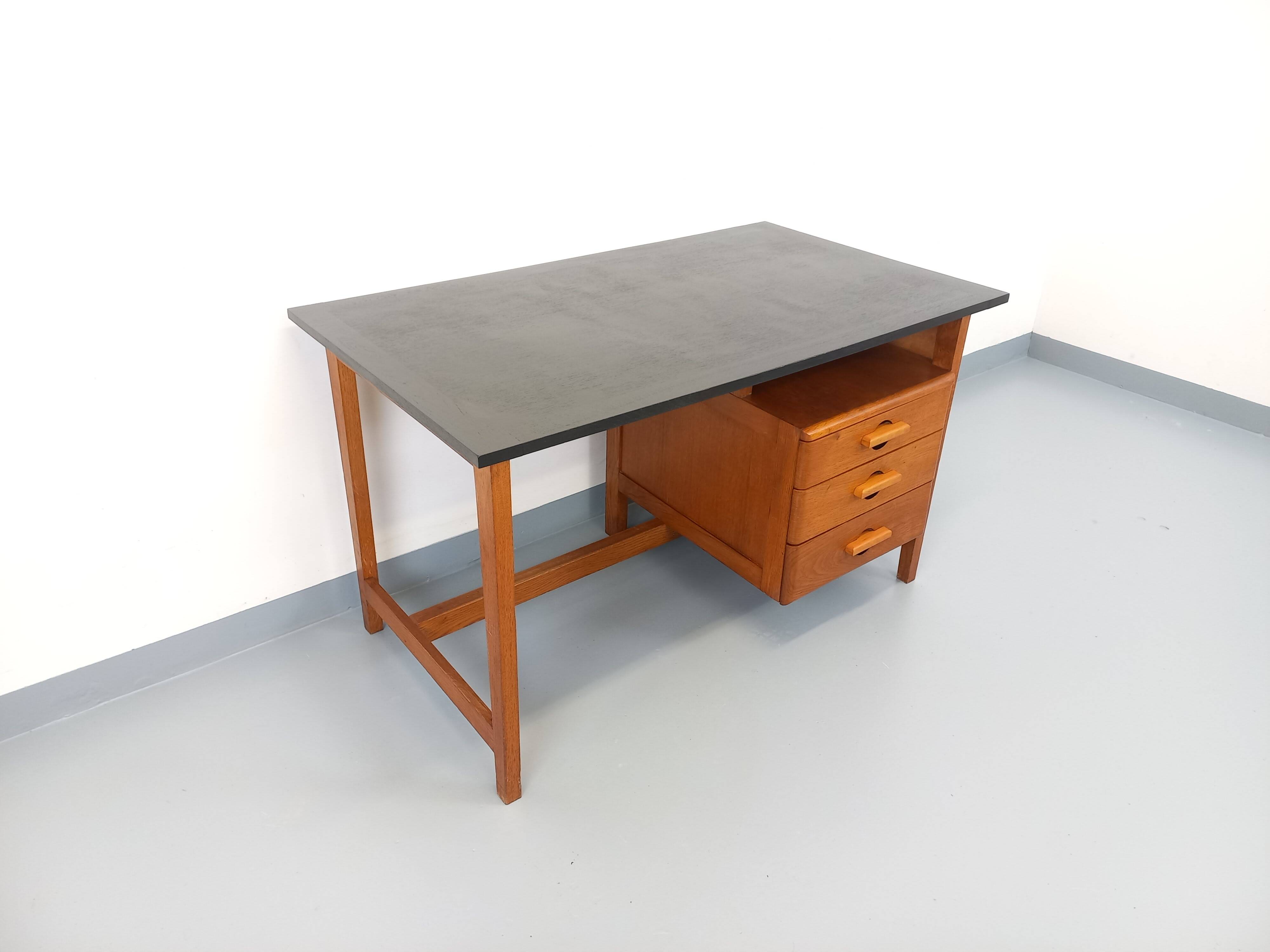 Vintage oak desk from the 1960s.