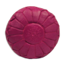 Pouf leather fushia - handmade Morocco D 53cm x H 32cm