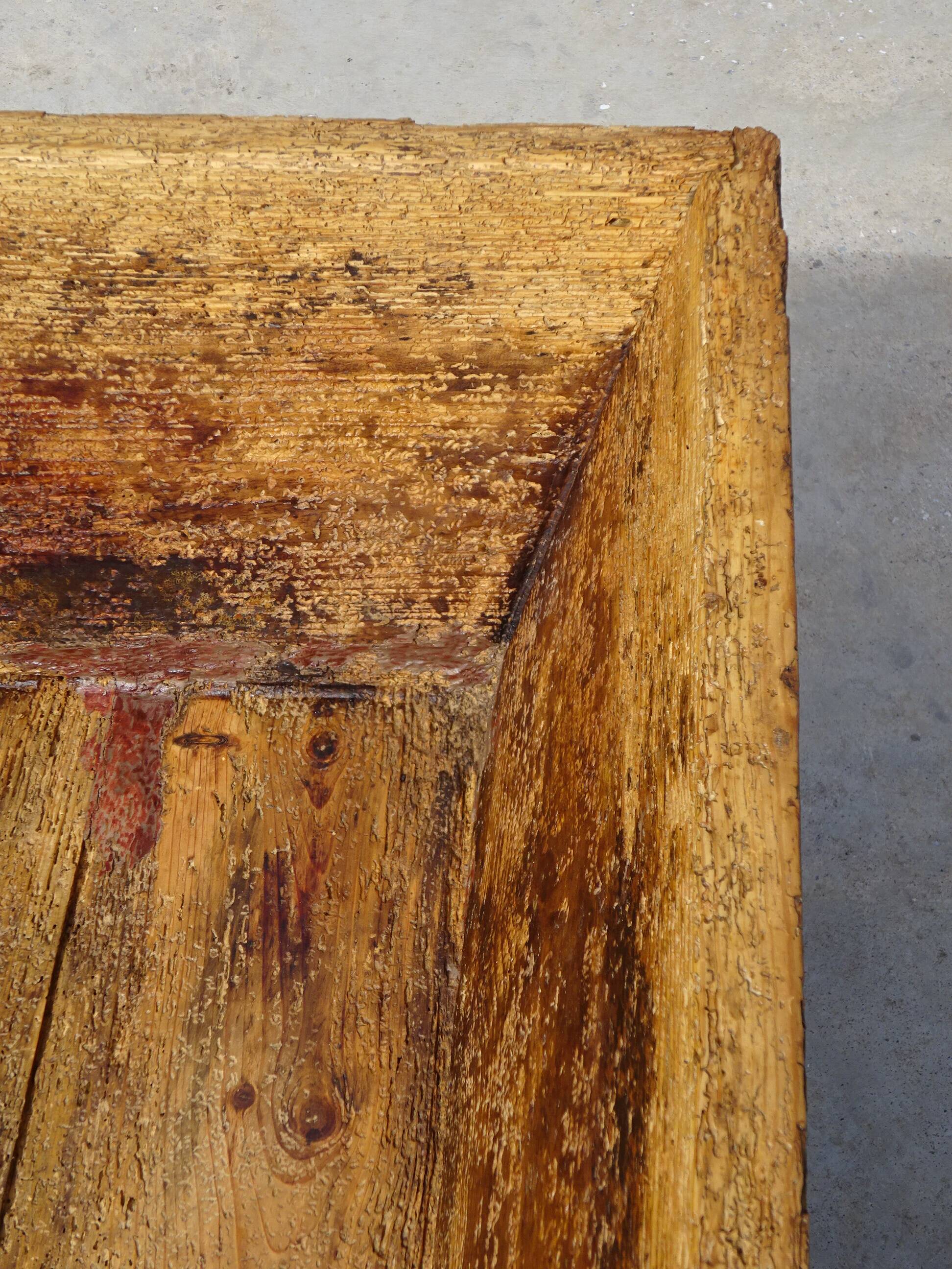 Antique oak dough trough, removable lid and base.