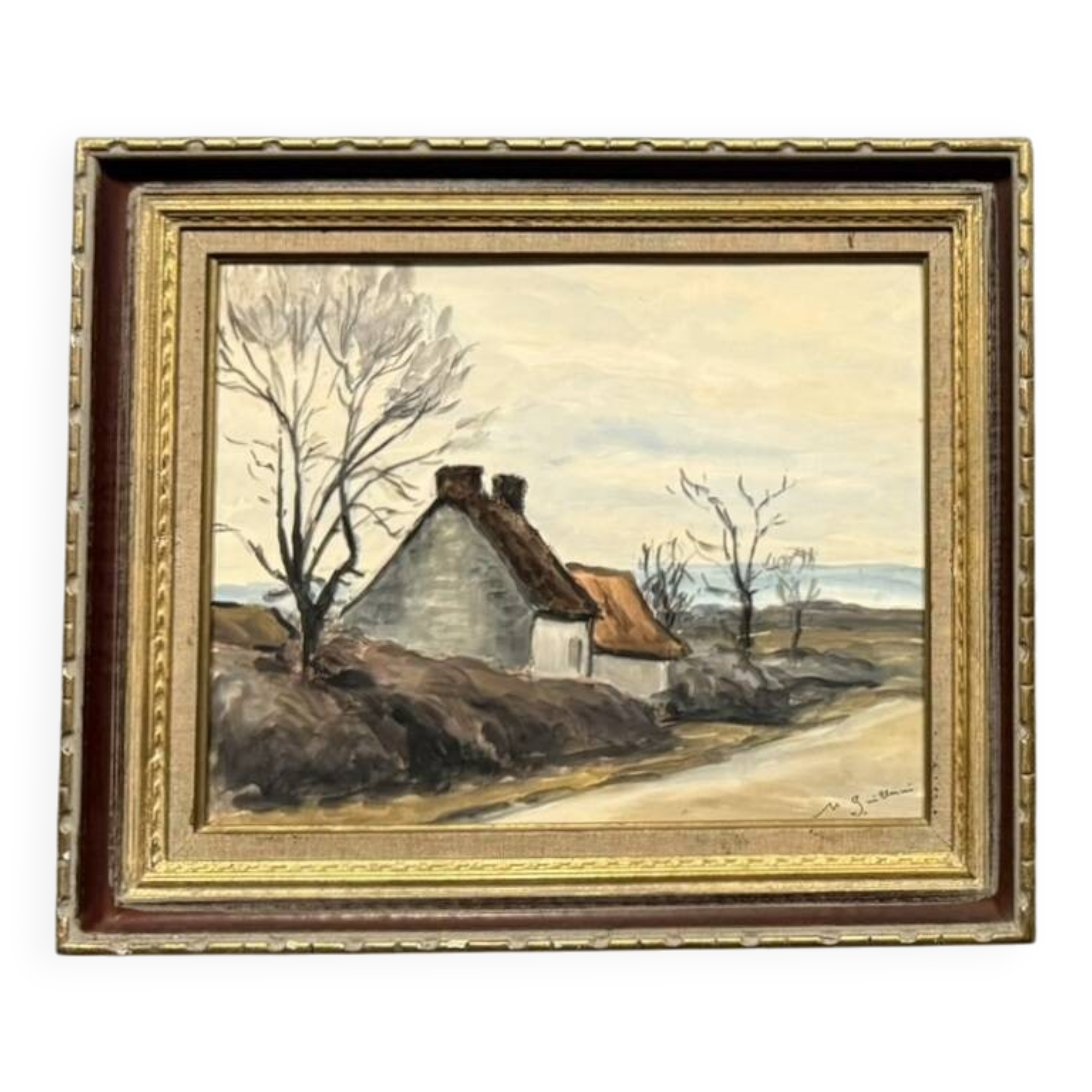 Guillermin M.: oil on panel rural landscape