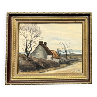 Guillermin M.: oil on panel rural landscape