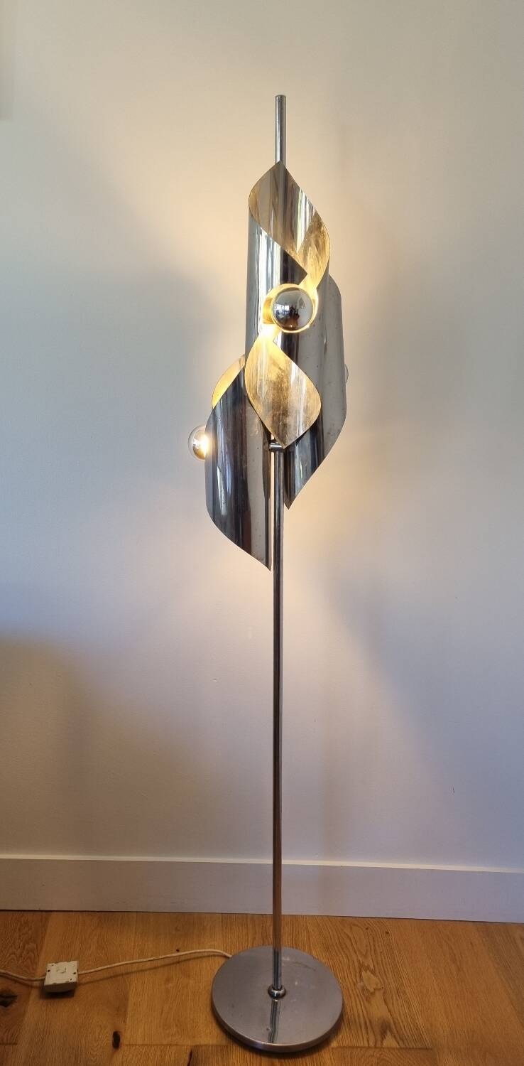 Space Age stainless steel floor lamp