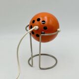 Lampe globe oculaire orange vintage des années 1970 en chrome – Design Space Age