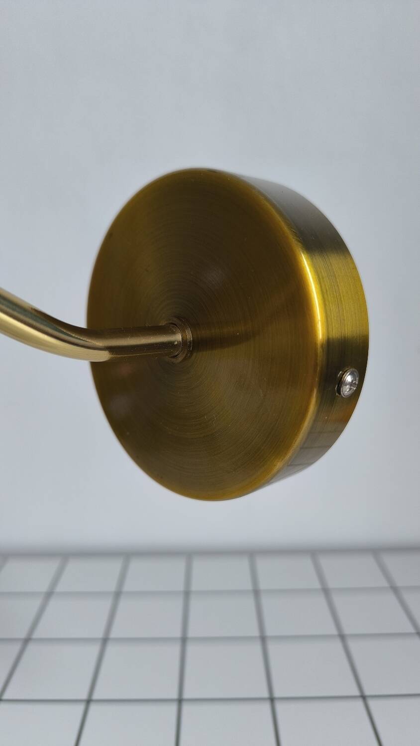 Large wall light in holophane glass and brass