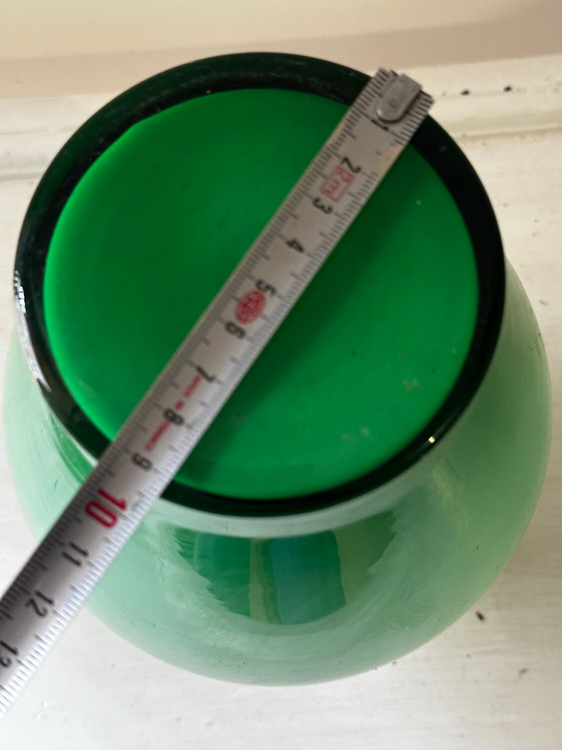 Vintage green opaline vase