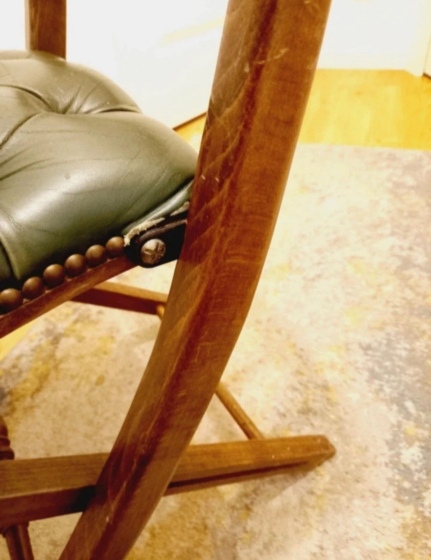 English folding chair - Vintage in wood and leather