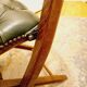 English folding chair - Vintage in wood and leather
